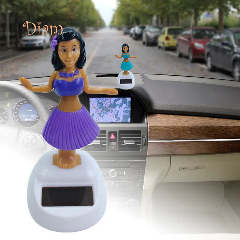 Elens Store Solar Dancing Beach Girl Automatische Schaukel Auto-Innendekoration in Gelb - Bild 6