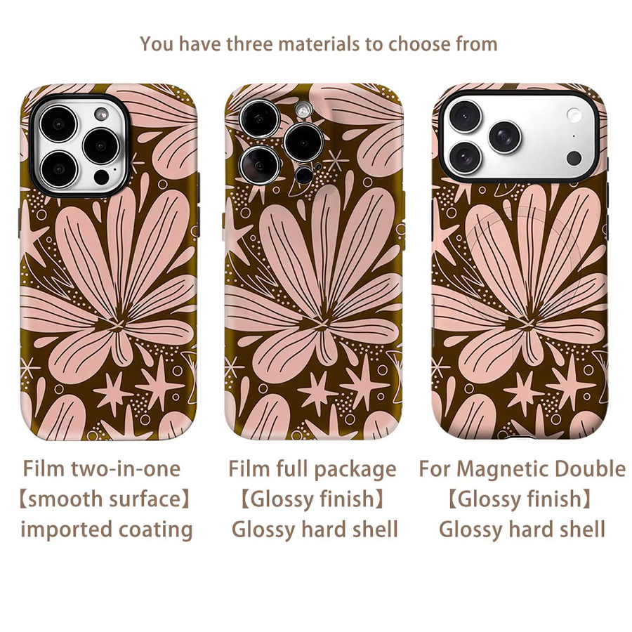 Potdemiel Boho Blumen Handyhülle für iPhone 17 16 15 14 13 Pro Max Plus, robuste Einzel- und Doppelschicht-Magnet-Hülle, Mehrfarbig - Bild 2