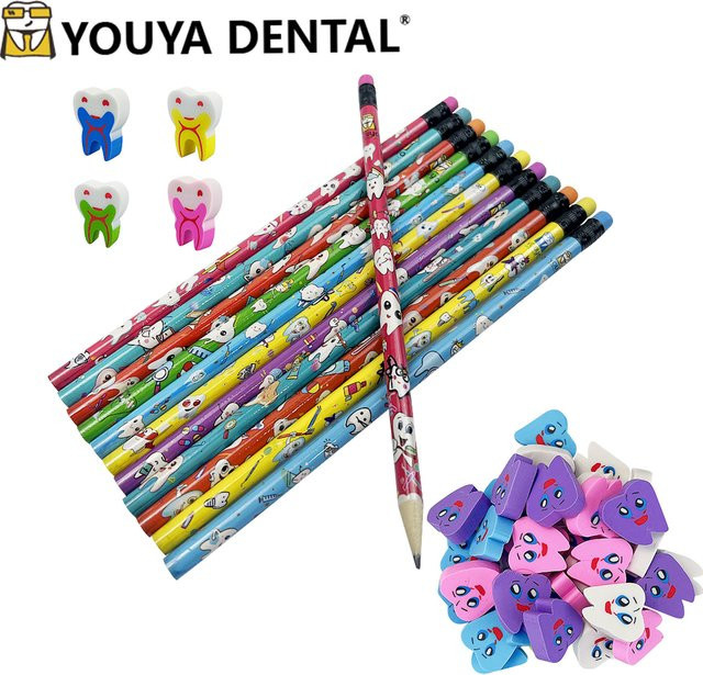 50 Stück YOUYA DENTAL Radiergummis in Zahnform mit kreativem Molaren-Muster als Geschenk für Kinder - Bild 1