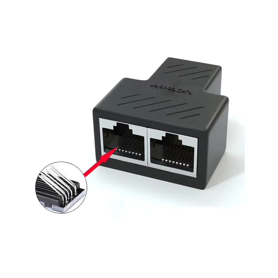 Ninth World 2er-Set LAN RJ45 Extender Splitter Ethernet Adapter für Internetverbindung, Schwarz - Bild 6