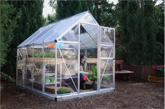 Palram Canopia Hybrid Gewächshaus Silber mit Fundamentrahmen und Polycarbonat, L x B x H: 250 x 185 x 209 cm - Bild 2