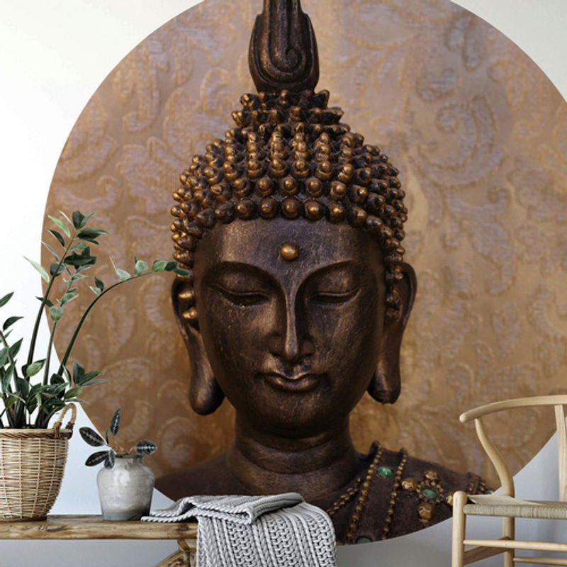 K&L Wall Art Runde Vliestapete Buddha Feng Shui Wellness, mehrfarbig, matt, B/H: 153 x 140 cm - Bild 2