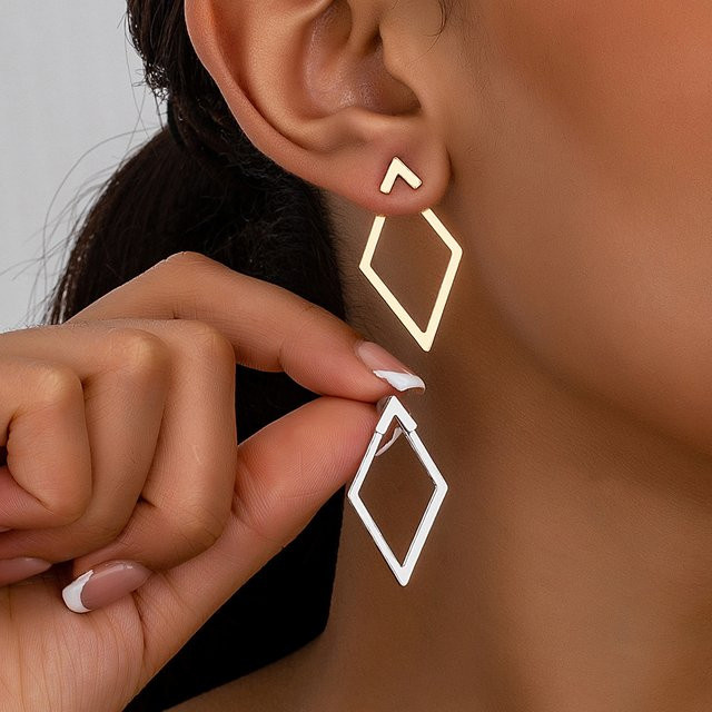 LATS Ohrstecker, geometrische quadratische Dreiecke, Damen - Bild 1