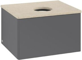 V&B Waschtischunterschrank Antao ohne Frontstruktur in Anthrazit, B/T/H: 60 x 36 x 50 cm - Bild 1