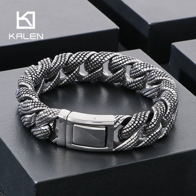 Kalen Herrenarmband Edelstahl, Silber, 19-21 cm, Vintage - Bild 1