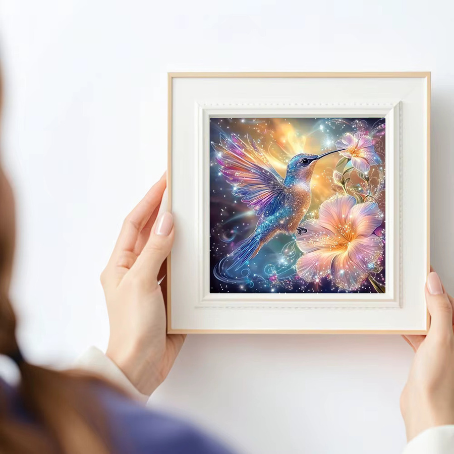 Huacan Diamantgemälde mit Blumen und Tieren in Mehrfarbig, Rundes Mosaik-Kunstwerk für die Wandgestaltung - Bild 3