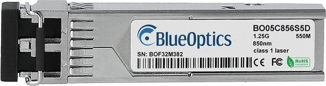 Motorola BlueOptics BO05C856S5D SFP Transceiver NX-7500-SFP-SX, 1000BASE-SX Multimode Fiber, LC-Duplex, 850nm, 550 Meter, DDM, Farbe: Silber - Bild 1