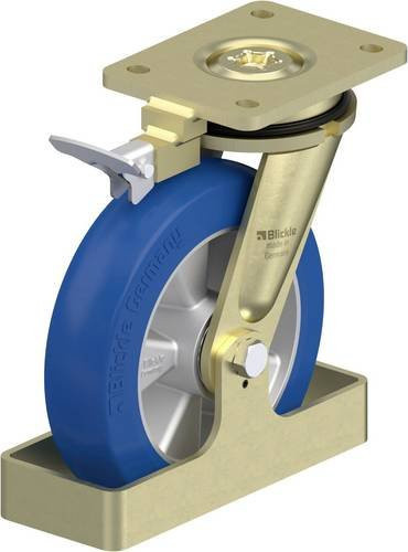 Blickle Lenkrolle LS-ALBS 200K-CO-RI4-FS in Blau und Silber aus Aluminium mit 200 mm Rad-Durchmesser und 600 kg Tragfähigkeit - Bild 1