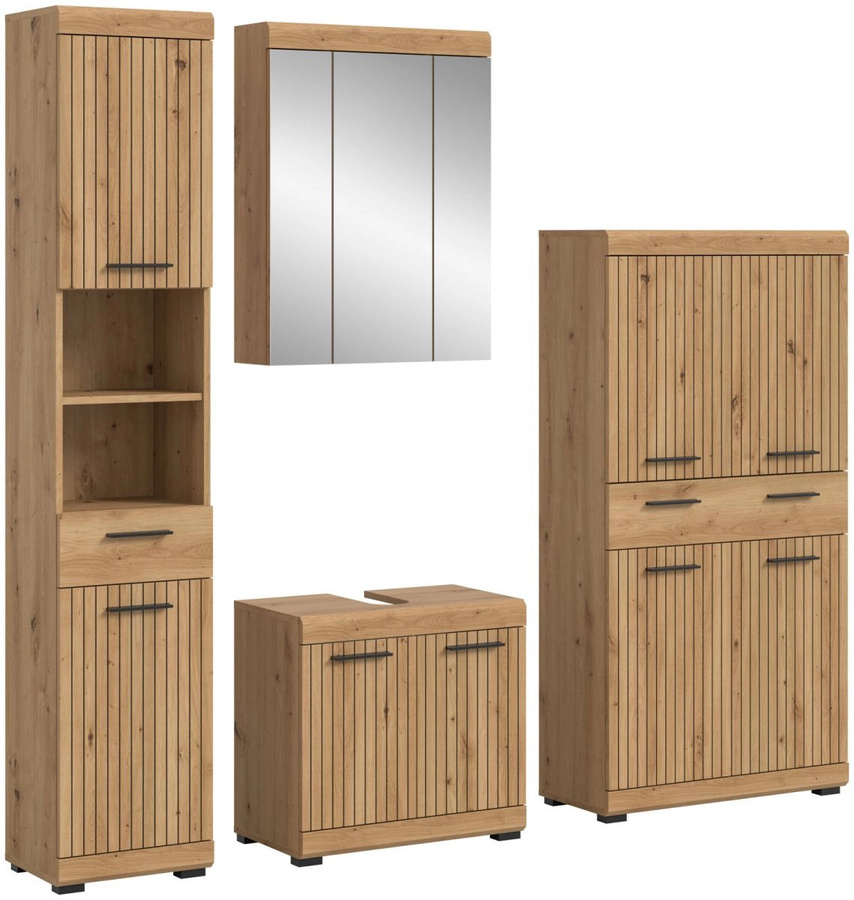 Badmöbel Set Shawn von Inn.Furn in Eiche braun, 4-teilig, modern und matt - Bild 3