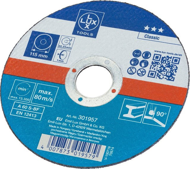 LUX-TOOLS Gewebe-Trennscheibe für Metall Ø 115 mm, Stärke 1 mm, Multicolour - Bild 1