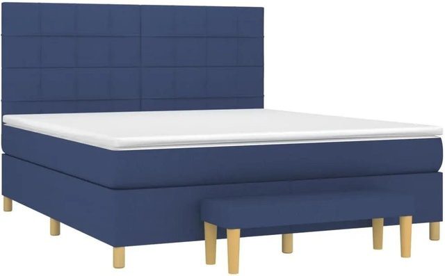 vidaXL Boxspringbett Hybrid mit Matratze Blau und Weiß, B/T/H: 160 x 200 x 123 cm - Bild 1