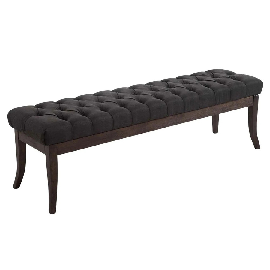DELUKE Sitzbank CANNES Polsterbank im Chesterfield-Design aus Stoff in Dunkelgrau, B/T/H: 150 x 38 x 46 cm - Bild 2