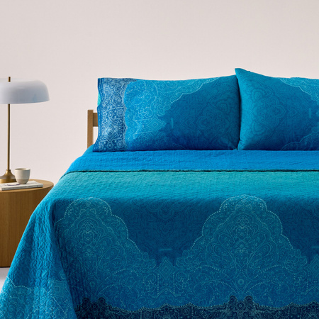 Bassetti Tagesdecke DOLCEACQUA aus Baumwolle, Blau, gesteppt und waschbar