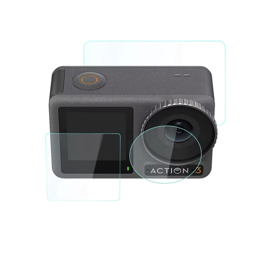 EXSKOF Schutzfolien Set aus gehärtetem Glas für DJI Osmo Action 6, 5 PRO, 4 und 3, Transparent, 9H Kratzschutz für Display und Linse - Bild 4