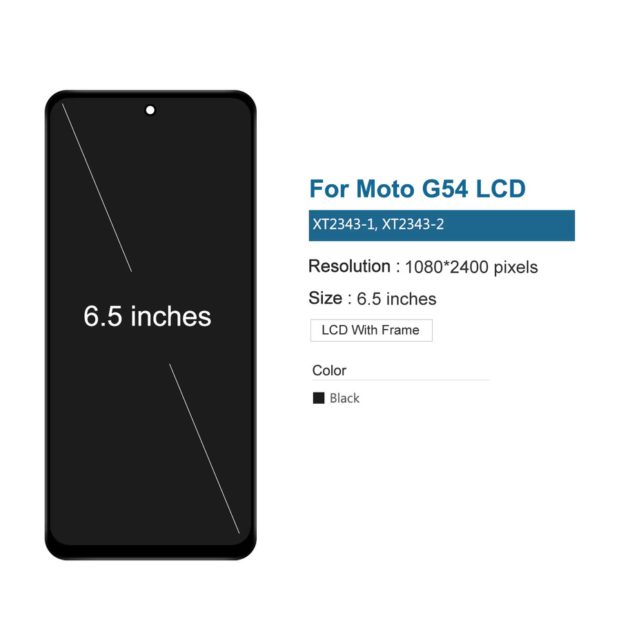 Motorola Moto G54 LCD Display mit Touchscreen und Rahmen in Schwarz für XT2343 XT2343-1-2-5 - Bild 2