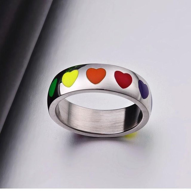 YIRAN Ring, Herzförmig, Titanstahl, Bunt, Unisex - Bild 1