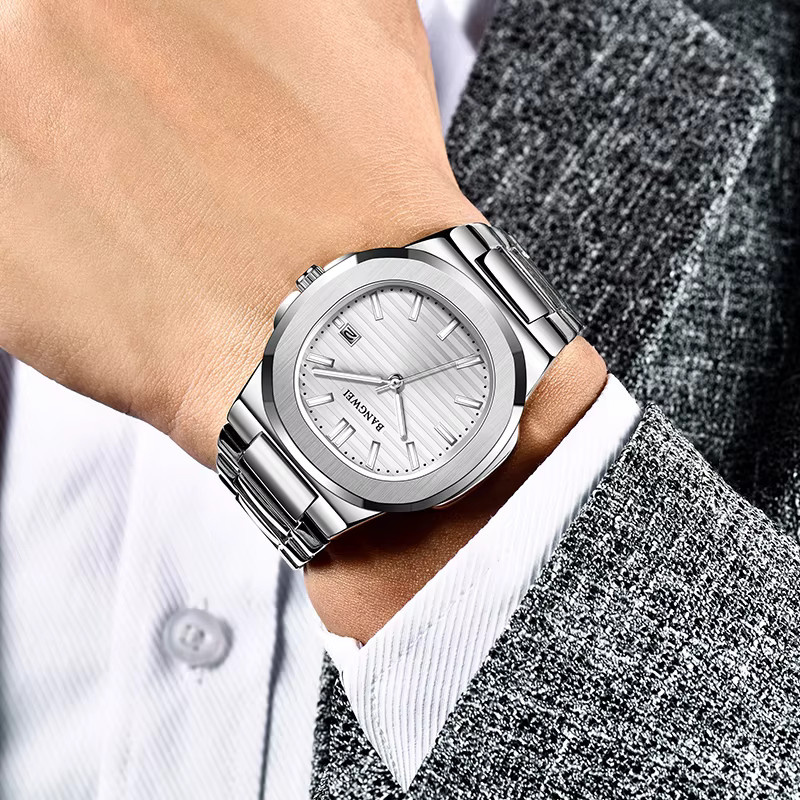 LIGE Armbanduhr, Quarz, Edelstahl, Silber, Herren, Datum, Leuchtzeiger - Bild 3