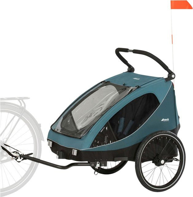 Hauck Fahrradanhänger Dryk Duo Buggy in Grün mit faltbarer Funktion und verstellbarem Griff - Bild 1