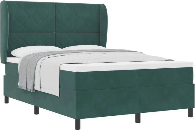 vidaXL Boxspringbett mit Matratze und Taschenfederkern in Dunkelgrün, B/T/H: 160 x 200 x 280 cm - Bild 1