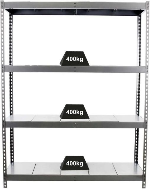 PROREGAL Schwerlastregal Big Metal Yeti Four Grau H x B x T: 200 x 150 x 60 cm mit 4 Fachböden und 400 kg Fachlast - Bild 1
