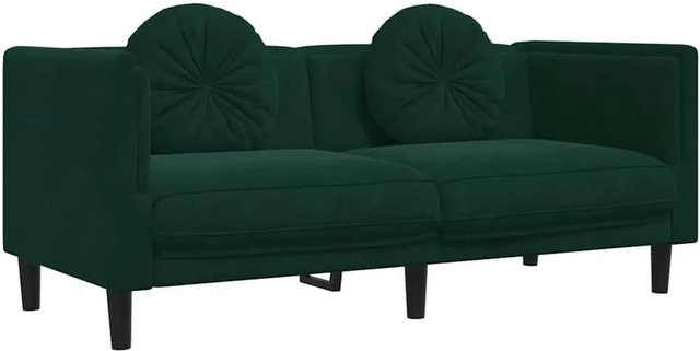 vidaXL 2-Sitzer Sofa aus Samt mit Kissen in Dunkelgrün, Modernes Design für dein Wohnzimmer, B/T/H: 173,5 x 77,0 x 70,0 cm - Bild 1