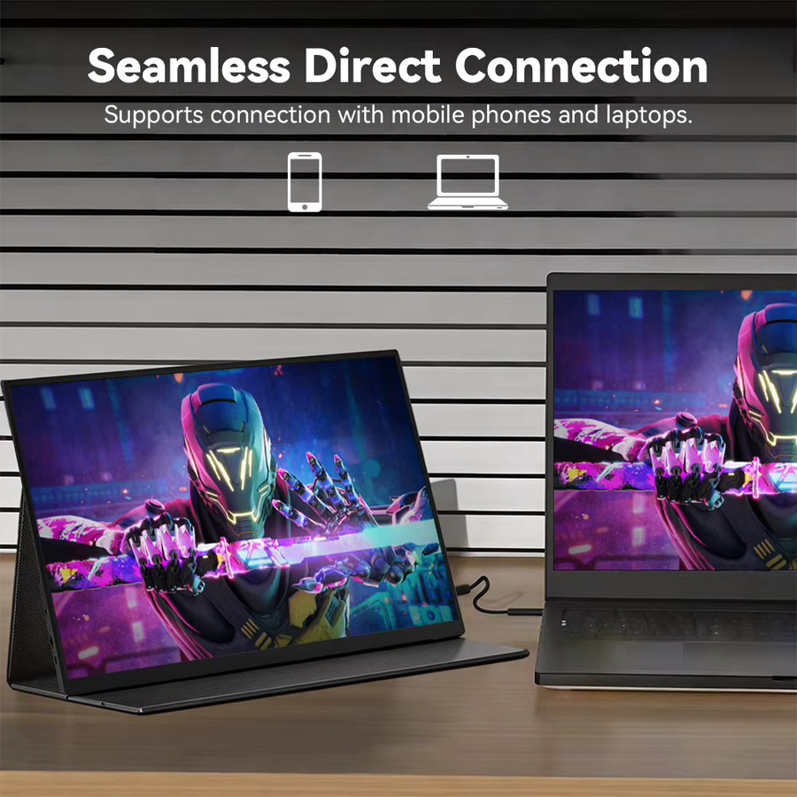SOYO Tragbarer Monitor 18,5 Zoll Externer Bildschirm in Schwarz für Laptop, Gaming und Büro, Modell SY18FN100 - Bild 6
