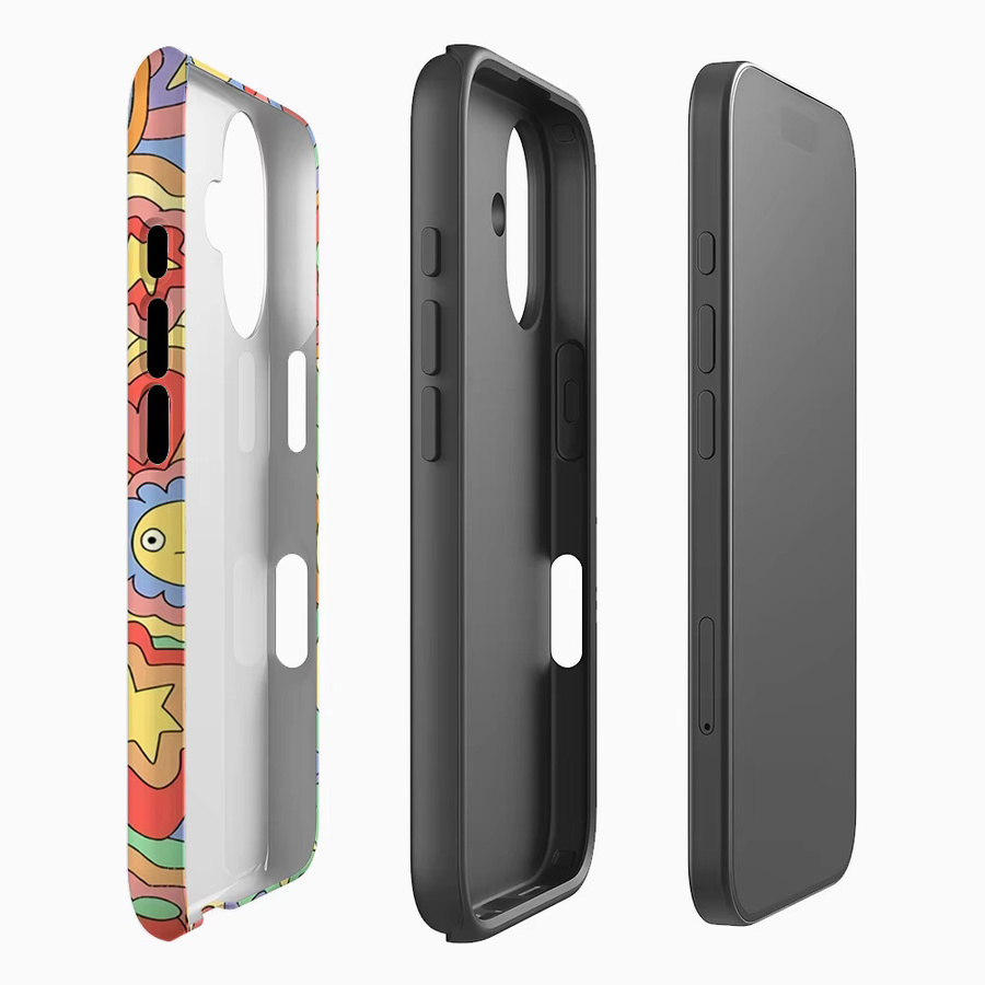 Bunte Cartoon-Frosch Handyhülle für Apple iPhone 17 16 15 14 13 12 Pro Max Plus mit doppelschichtiger Rückseite in Multicolor - Bild 2