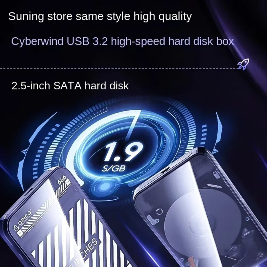 Orico Externes 2,5 Zoll Festplattengehäuse mit USB 3.0 Typ C und SATA 5 Gbit/s für HDD, tragbare Speicherhülle für PC, Laptop und Notebook - Bild 2