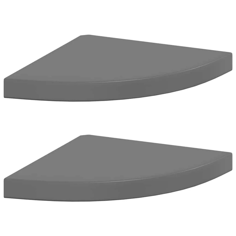 vidaXL Eck-Schweberegale 2er-Set in Hochglanz-Grau aus MDF, B/T/H: 35 x 35 x 3,8 cm - Bild 2