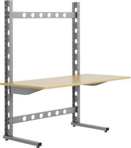 Bito Grundgestell einseitig in Graualuminium mit verstellbaren Regalböden B: 130,6 cm, H: 178,5 cm, T: 92,0 cm - Bild 1