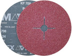 VSM Fiberscheibe KF 708 Halbedelkorund in Rot, Durchmesser: 115 mm, Körnung: 24 - Bild 1