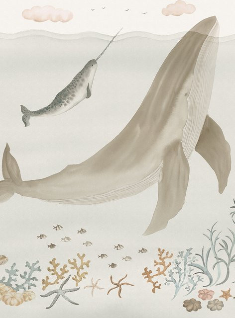 Sandberg Mural Sally Tapete in Beige mit Aquarell-Motiv aus Vlies - Bild 1