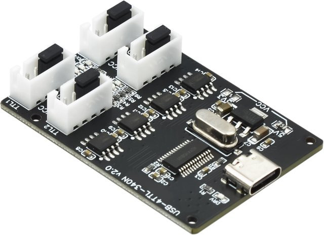 USB-zu-TTL-Modul CH340 mit 4 Kanälen und USB-C-Schnittstelle in Schwarz - Bild 1