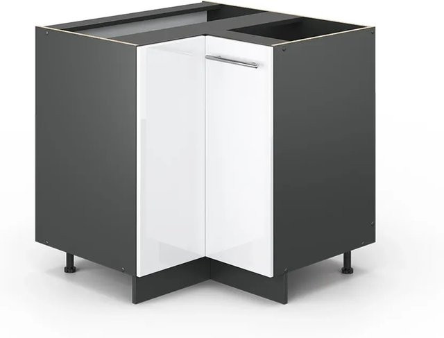 Vicco Eckunterschrank Fame-Line Küchenschrank Weiß Hochglanz Anthrazit Breite: 87 cm - Bild 2
