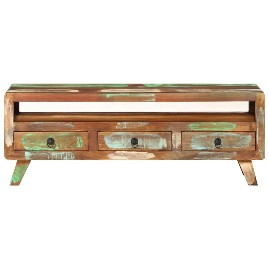 vidaXL TV-Schrank aus Massivholz in Altholz-Optik, Mehrfach-Medienfach, B/T/H: 110 x 30 x 40 cm - Bild 2