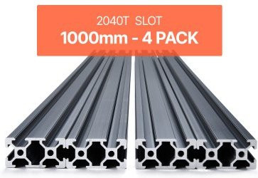 VEVOR 4er Set 2040 Aluminium-Strangpressprofil T-Nut, eloxierte Linearschiene für 3D-Drucker, CNC-Maschinen und Lasergravur, Schwarz, Länge: 1000 mm - Bild 1