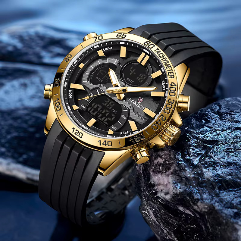 FOXBOX Chronograph, Quarz, Gold, Bicolor, Schwarz, Herren - Bild 2