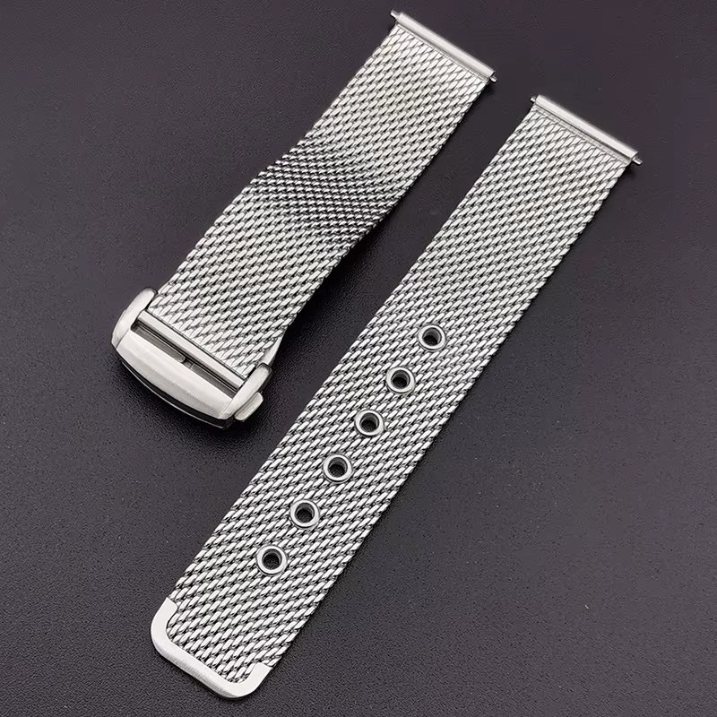 Uhrenarmband Edelstahl, Mesh, Silber, 20 mm, 22 mm, Unisex - Bild 3