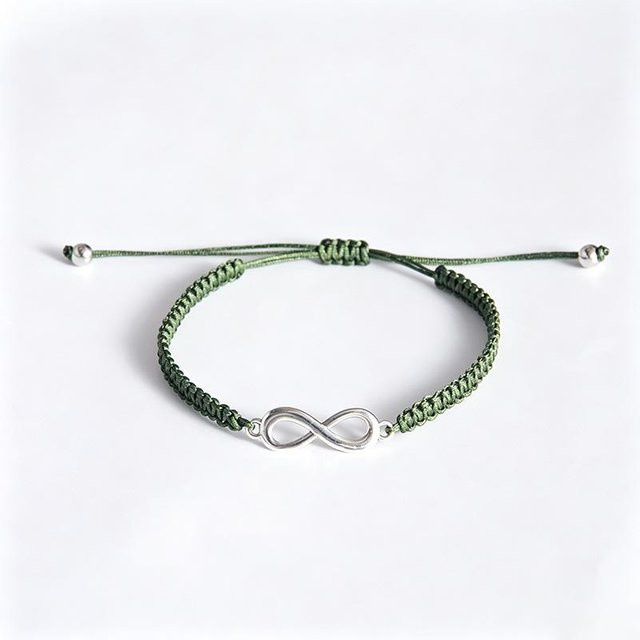 Freundschaftsarmband Unendlichkeitssymbol, dunkelgrün, Unisex, 16.5-28cm - Bild 1