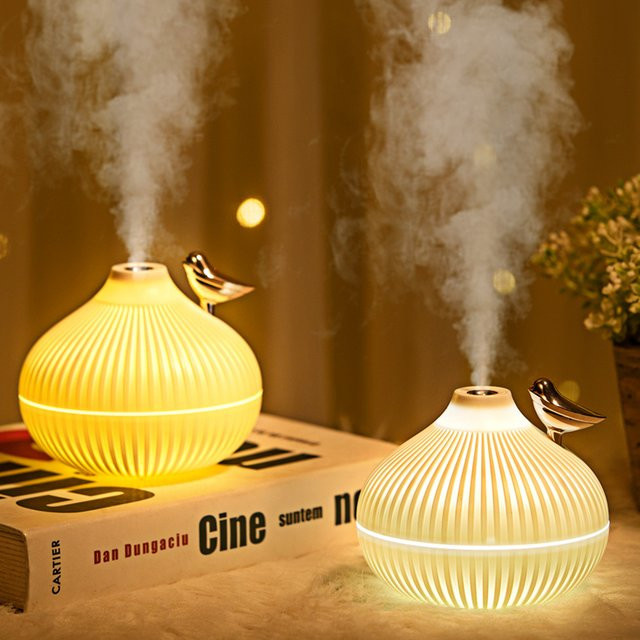 CREAROMA Mini USB-Luftbefeuchter und Ultraschall-Aroma-Diffusor mit LED-Nachtlicht und Duftfach, Weiß, 300 ml - Bild 1