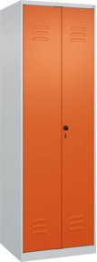C+P Wäsche-Spind Classic PLUS mit 2 Abteilen, Stahlkonstruktion in Lichtgrau und Reinorange, H x B x T: 185 x 60 x 50 cm - Bild 1