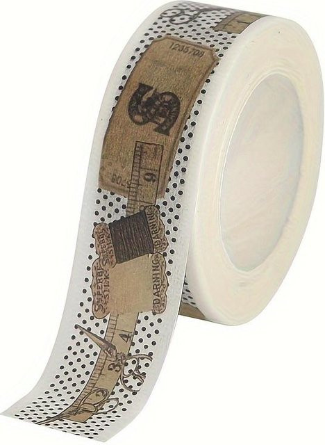 Wasserdichtes Washi Tape von Ouyaohong im Vintage-Stil in Beige mit Lineal-Design für Scrapbooking und Basteln - Bild 1