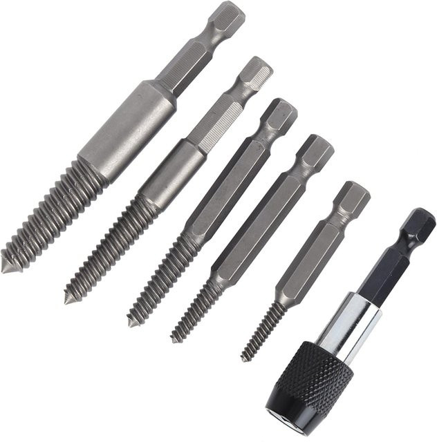 TOMTOP 6-teiliges Set Madenschraubendreher aus Edelstahl in Silber mit Sechskantschaft und feinen Zähnen - Bild 1