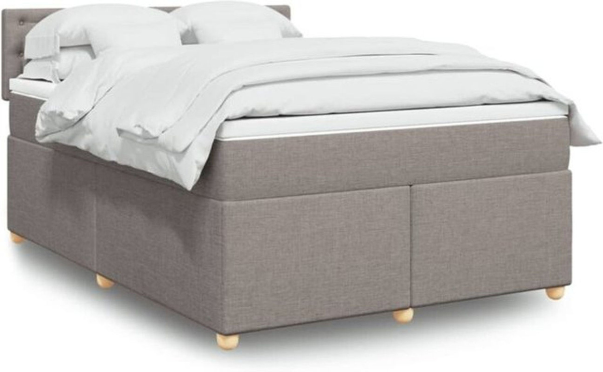 Vidaxl Boxspringbett mit Matratze in Taupe meliert aus Stoff, B/T/H: 160 x 200 x 100,5 cm - Bild 1