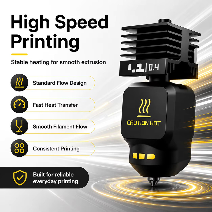 Bambu Lab Hotend-Kit für P2S mit Hochgeschwindigkeitsdüsen aus gehärtetem Stahl in Schwarz, Set mit 0,2 mm, 0,4 mm, 0,6 mm und 0,8 mm für FDM 3D-Drucker - Bild 2