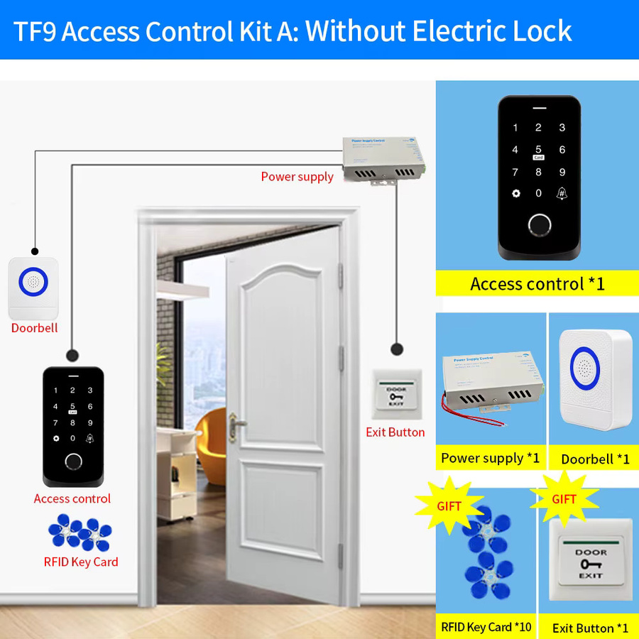 Asia-Teco Garagentoröffner-Motor-Set für Flügeltore mit Fingerabdruck-Zugangscontroller, Bluetooth, Tuya-App und NFC-Schloss in Schwarz und Silber - Bild 3