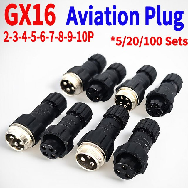 FRONCS GX16 M16 QL16 Luftfahrt Stecker Set in Schwarz mit 2 bis 10 Pins als Männlich-Weiblich Docking Panel Montiert - Bild 1