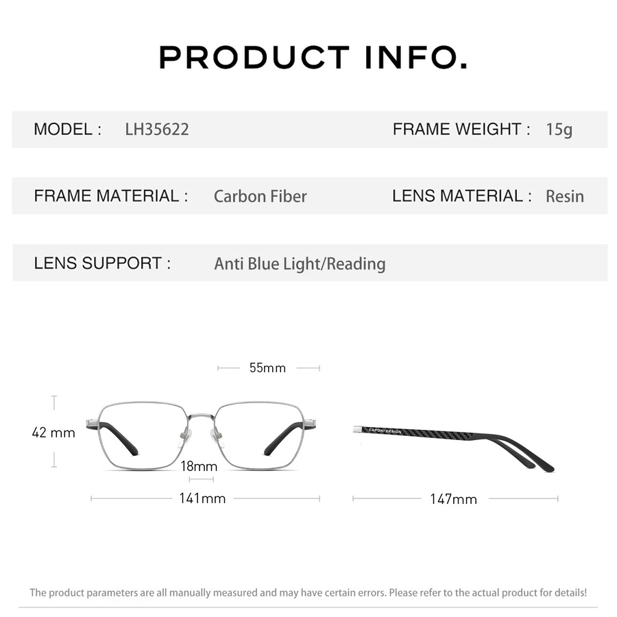 CAPONI LH35622 Lesebrille, Herren, Vollrand, Kohlefaser, rechteckig - Bild 6