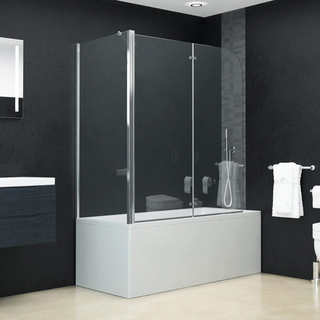 Vidaxl Duschwand für Badewanne, doppelt faltbar, Glas, transparent, B/T/H: 120 x 68 x 130 cm - Bild 1