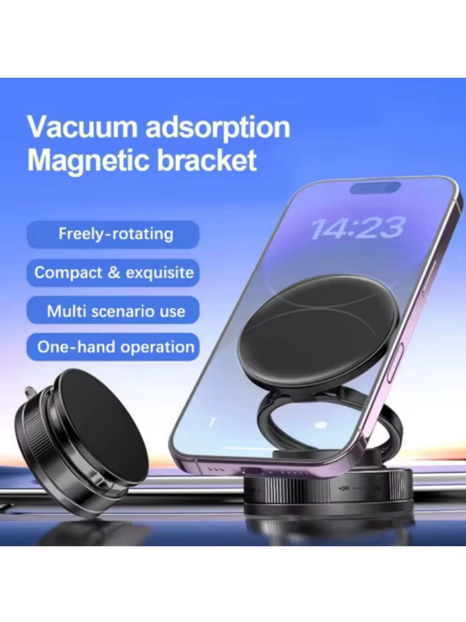 Magnetischer Handyhalter mit 360-Grad-Drehfunktion und Vakuum-Saugnapf in Schwarz - Bild 6